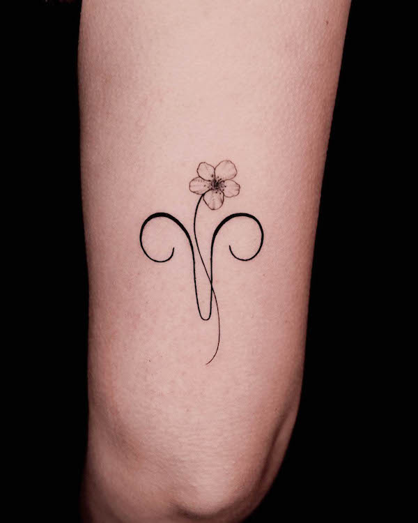 Simple floral Aries tattoo by @isoltattoo