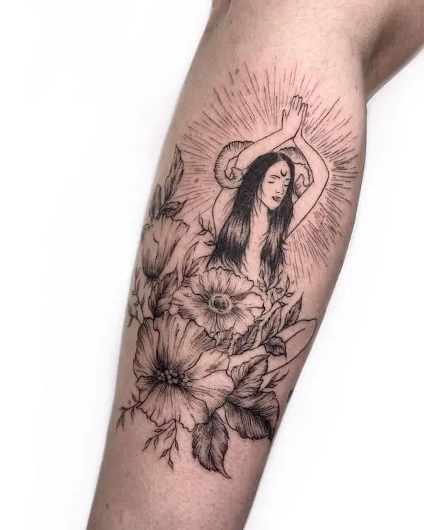 The Aries goddess tattoo by @the_ethereal.tattoo - Unique Ram tattoos for Aries