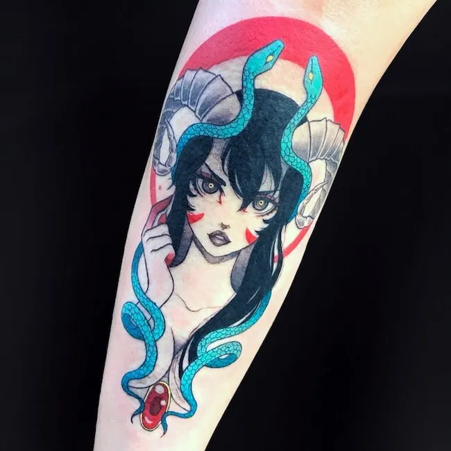 A Japanese comic tattoo for Aries by @catnoname