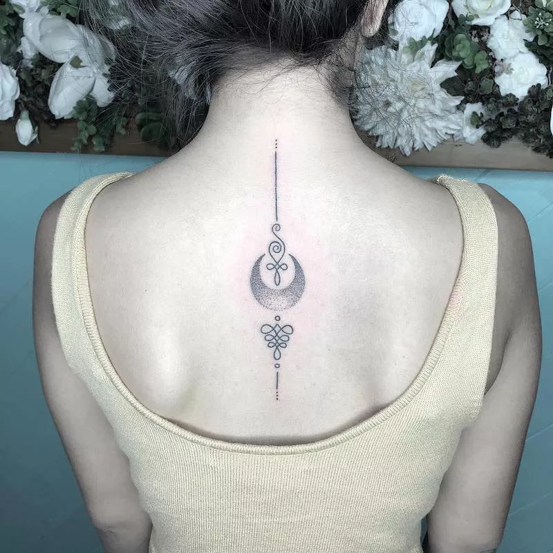 Crescent Moon Tattoos Geometric Back