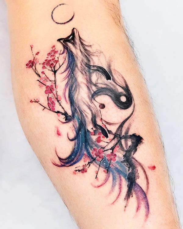 YIn yang fox tattoo by @suryo.tattoo