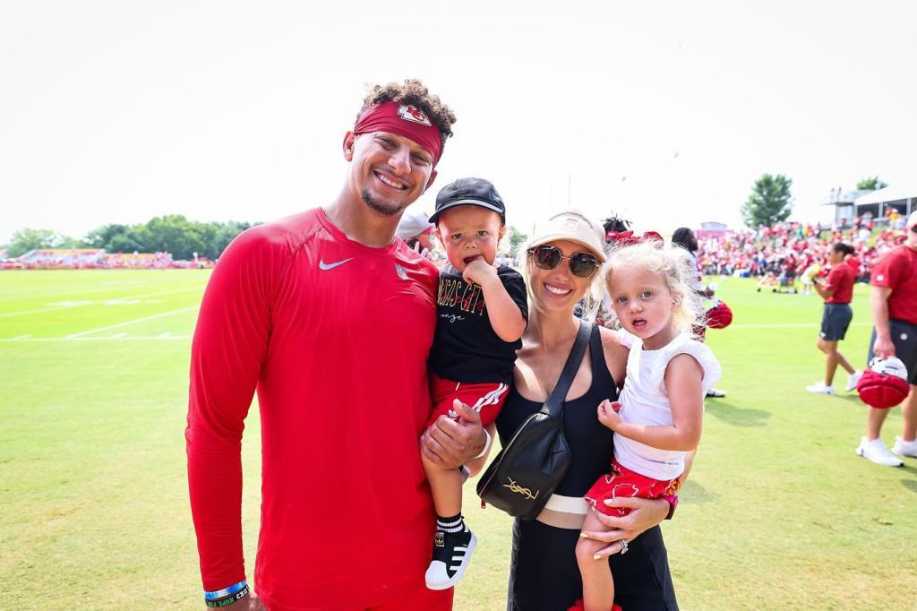 Patrick Mahomes, Brittany Mahomes and kids via Instagram in July 2024