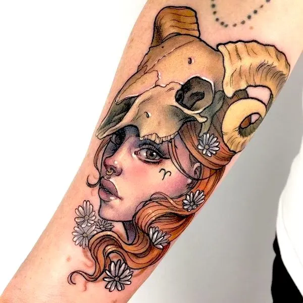 Stunning arm tattoo for Aries by @inkinsomnia