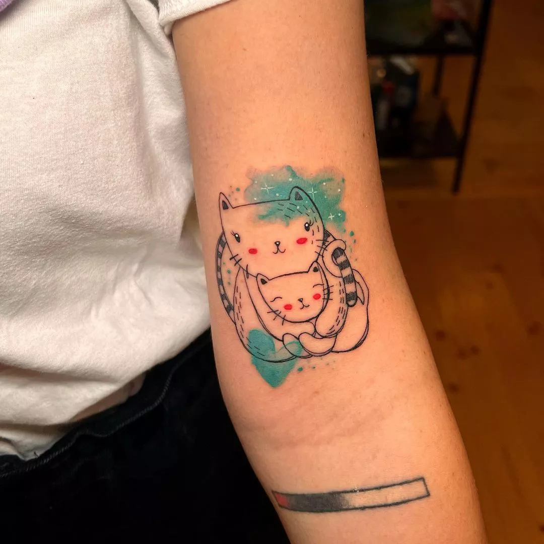 Cute Kitties Watercolor Tattoos
