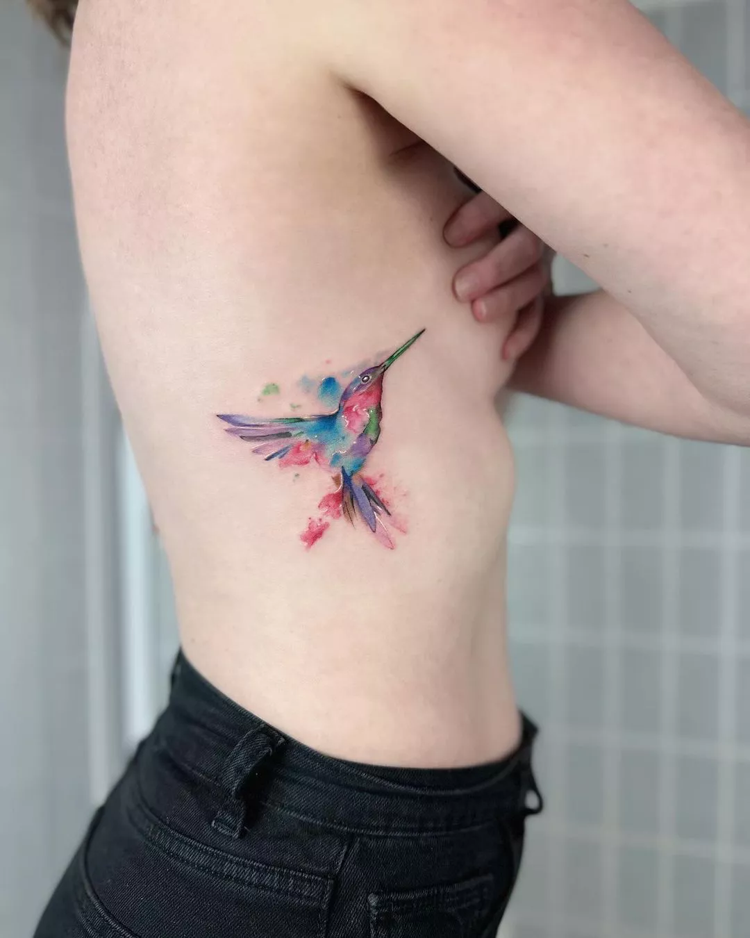 Ribcage Design Watercolor Tattoos