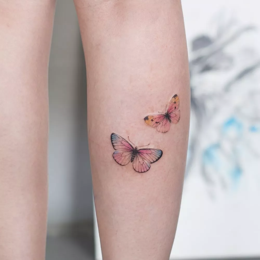 Baby Butterflies Watercolor Tattoos