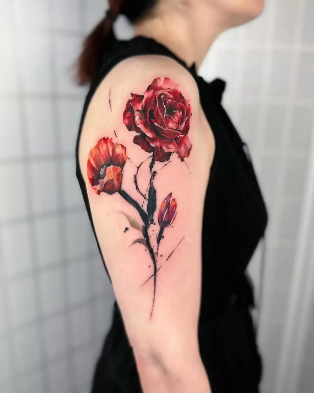 Seeing Red Watercolor Tattoos