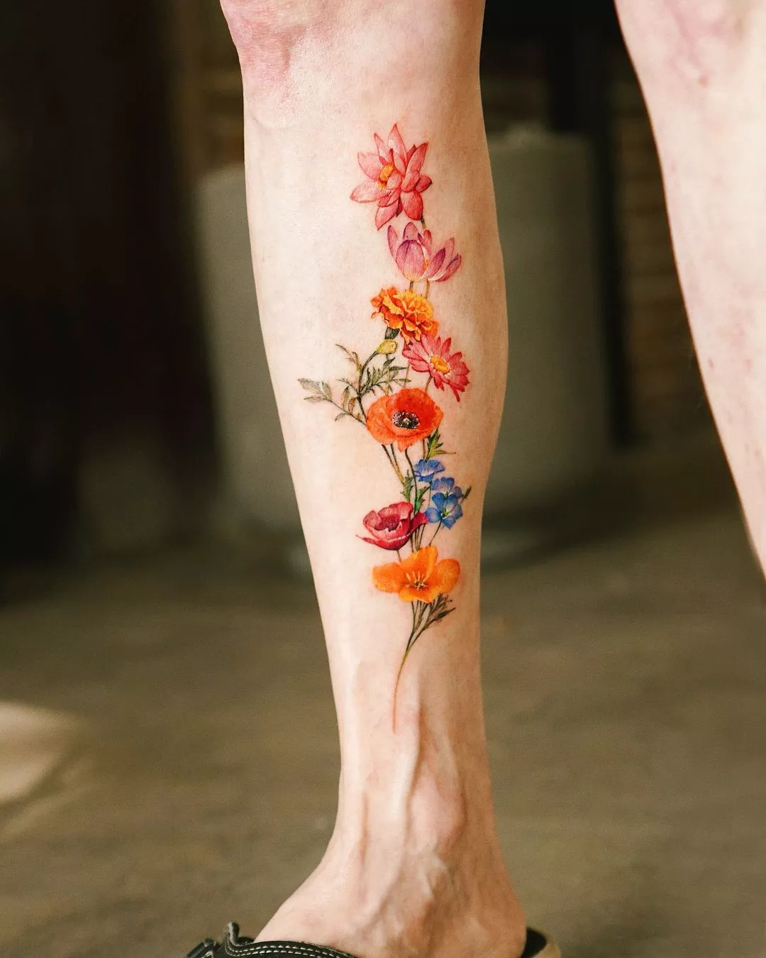 Lifelike Florals Watercolor Tattoos