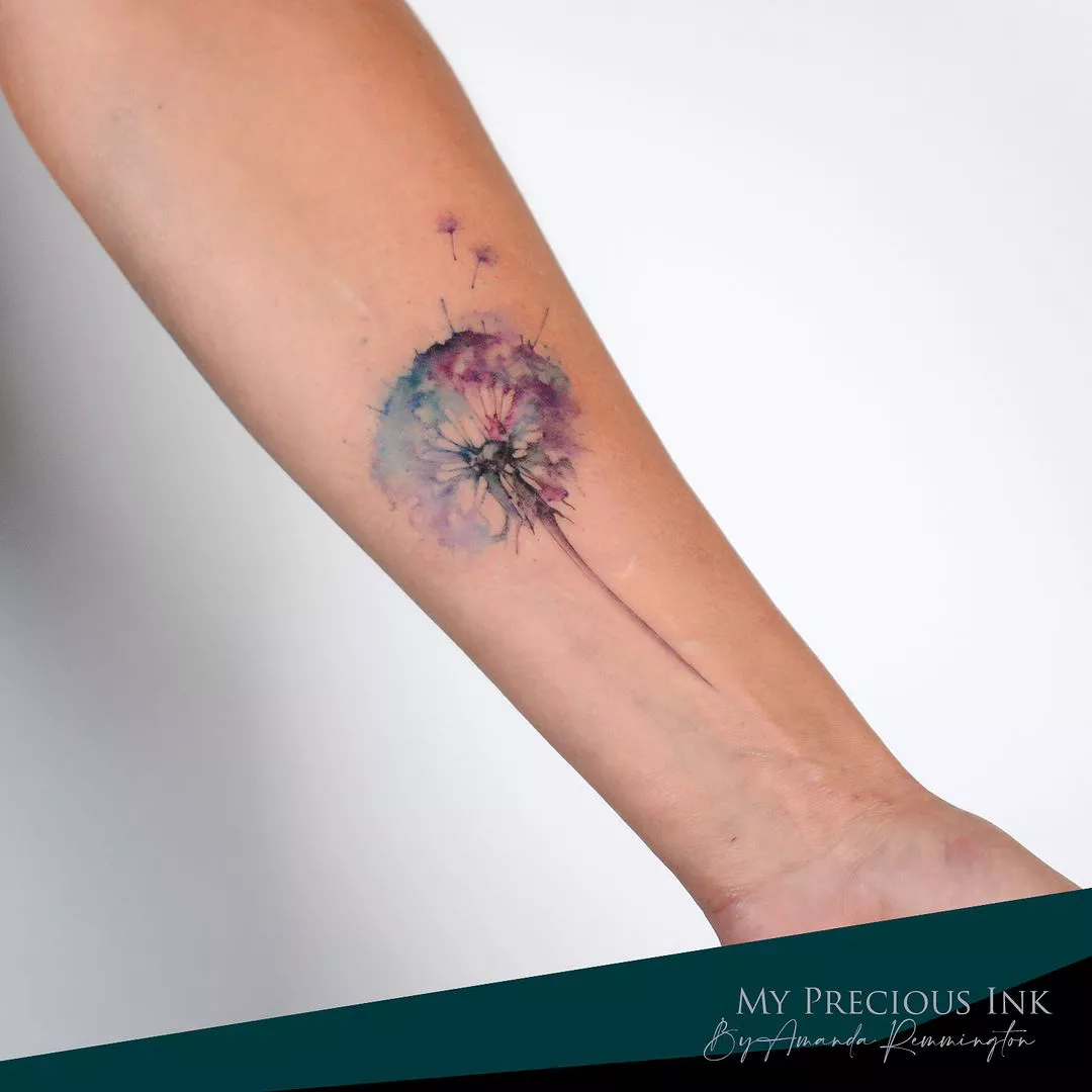Delicate Dandelion Watercolor Tattoos