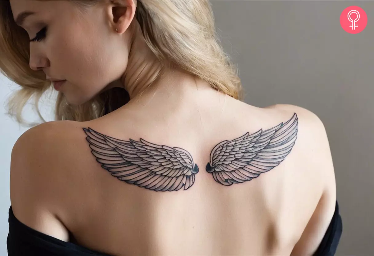 Swan wings tattoo on the back