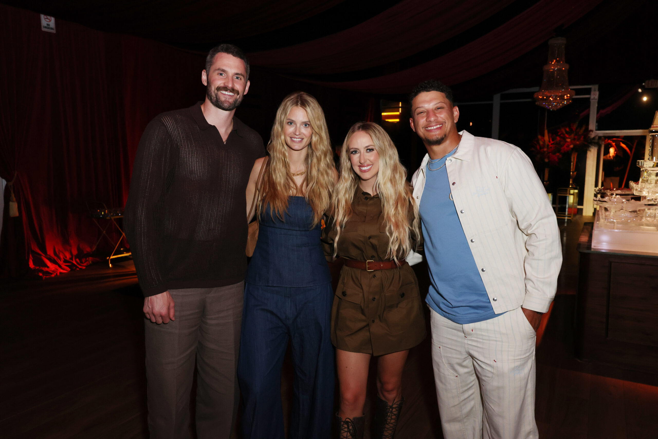 Patrick Mahomes and Brittany Mahomes with Kevin Love and his wife at Carbone Beach.